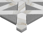 Calacatta Gold Italian Marble with Bardiglio Gray Triangles Geometrica Mosaic Tile Honed(Matte)